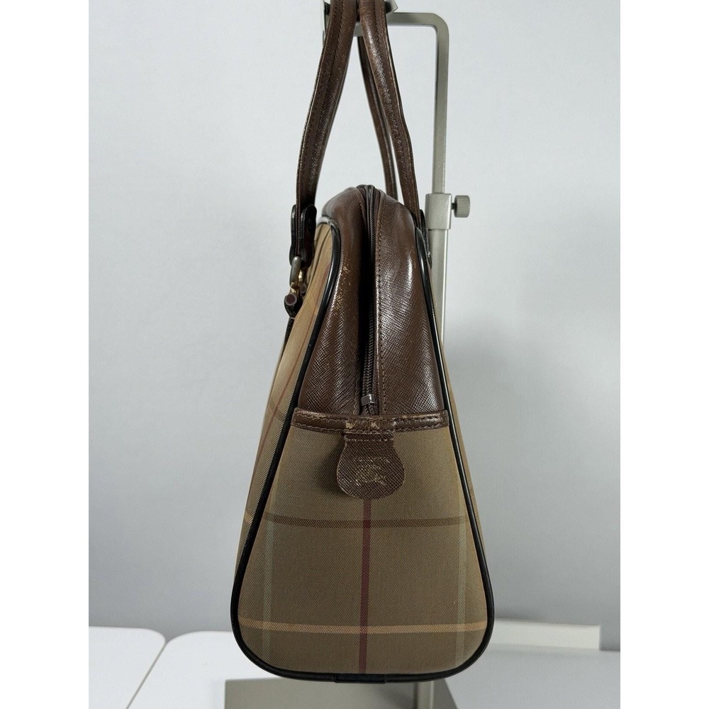 0010. Burberrys Nova Check Hand Bag Canvas Brown Gold Auth mr1966 - Picture 6 of 8